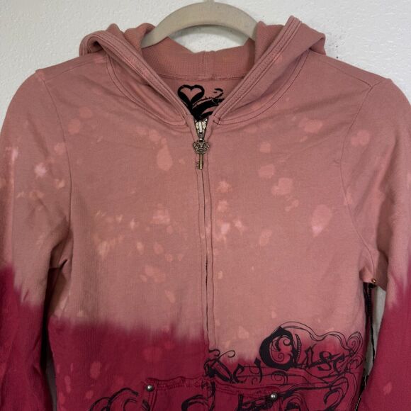 Key Y2K Jacket Womens Small Koi Fish Studded Hoodie Tattoo Art Asian Key Closet - Picture 4 of 12